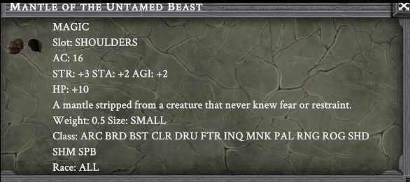 MANTLE OF THE UNTAMED BEAST item card